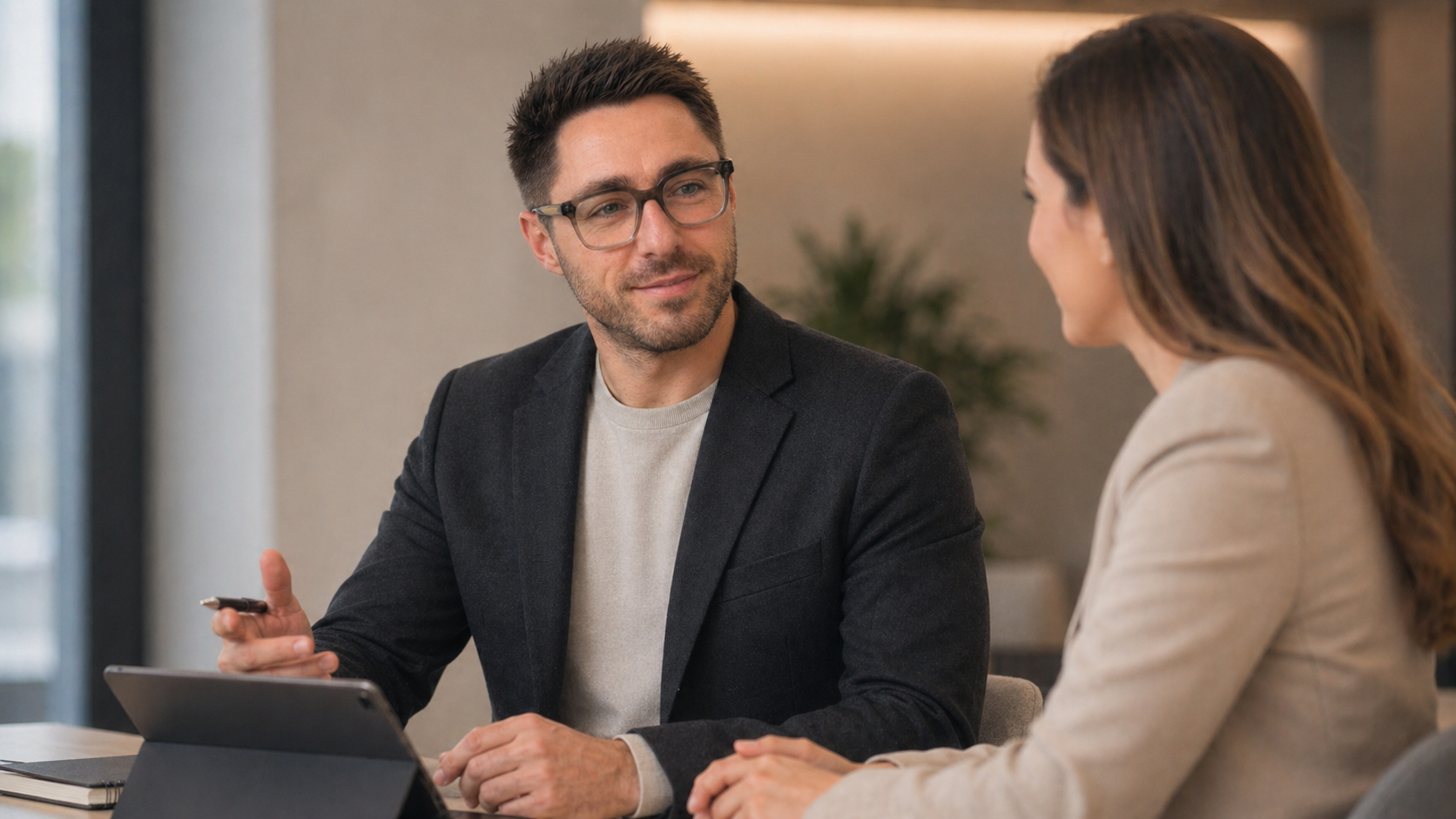 In conversation with a client